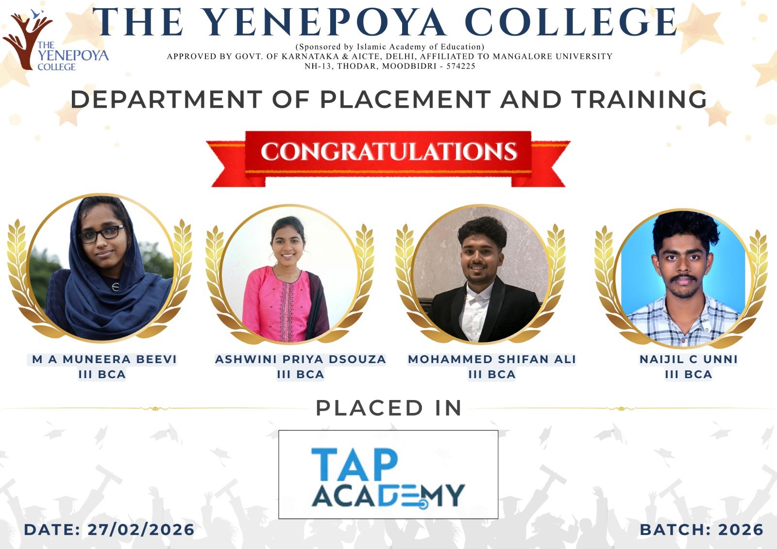 Students Placed in Tap Academy 